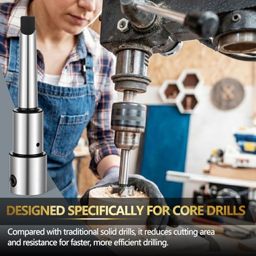 Annular Cutter Arbor Adapter, Morse Taper MT2 to 3/4" Weldon Shank for Drill Press & Milling Machine, Chrome Steel, High Precision CNC Machined, with Set Screws & Pilot Pin