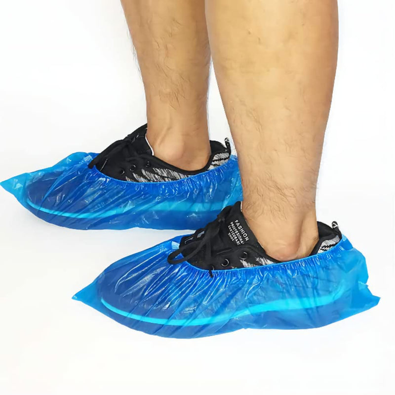 100 x Disposable Galoshes Shoe Covers for Shoes, CPE | Disposable overshoes, overshoes, disposable for household, clinic, overshoes, disposable, waterproof, dustproof, blue 4.0g/p(100)