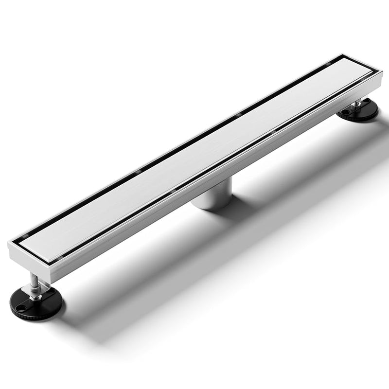 Linear Shower Drain 12 Inch, Shower Drain with 2-in-1 Tile Insert Panel, Brushed AISI 304 Stainless Steel Linear Drain for Fast Drainage, Floor Drain for Bathroom, Kitchen, Garage & More