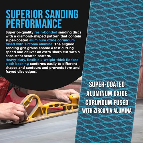 ProductionShop 60 Grit PSA Rhombus Diamond Shape Blue Longboard Sandpaper, 2-3/4" Wide Continuous 12 Yard Roll - Self Adhesive Stickyback for Auto Wood Air File Long Board Sanders, Hand Sanding Block