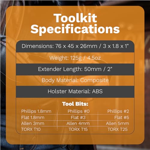 Tactica M250 Pocket Screwdriver Bit Set, Ultra-Lightweight EDC Tool with 12 Hex Bits, Extender, and Holster, TSA-Compliant & Tech-Friendly, Everyday Carry w/Phillips, Torx, Flat Head & Allen Key Bits M250-Hex Drive Orange & Silver