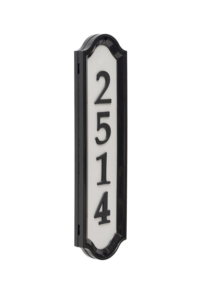 Whitehall Products Nite Bright Address Sign, 16" x 4.5", Black Numbers White Reflective Background