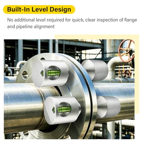 Flange Two Hole Pins Set, 304 Stainless Steel Pipe Fitting Tools with Built-in Level, 1-5/8"Diameter, Essential Pipefitter Tools for Pipe Flange Hole Positioning Alignment 1-5/8 Inch Diameter