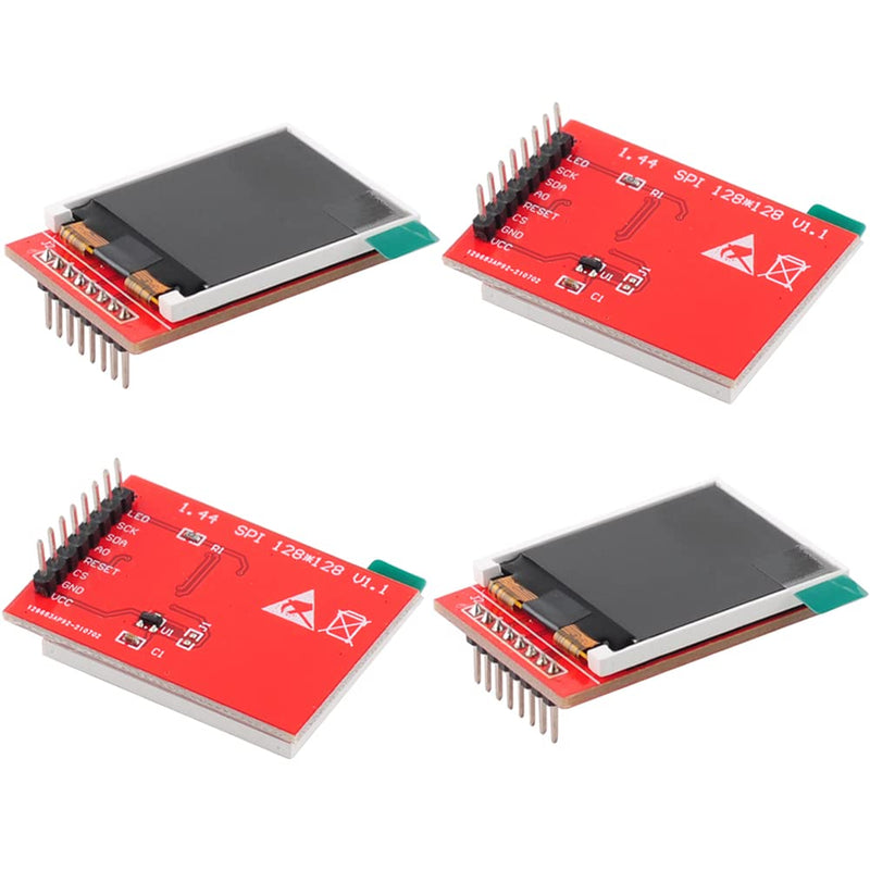 1.44" inch TFT LCD Display Screen Module 3.3V RGB 65K 128x128 4-Wire SPI ST - 7735S for Arduino 2560 ESP32 Board (Pack of 4) Pack of 4