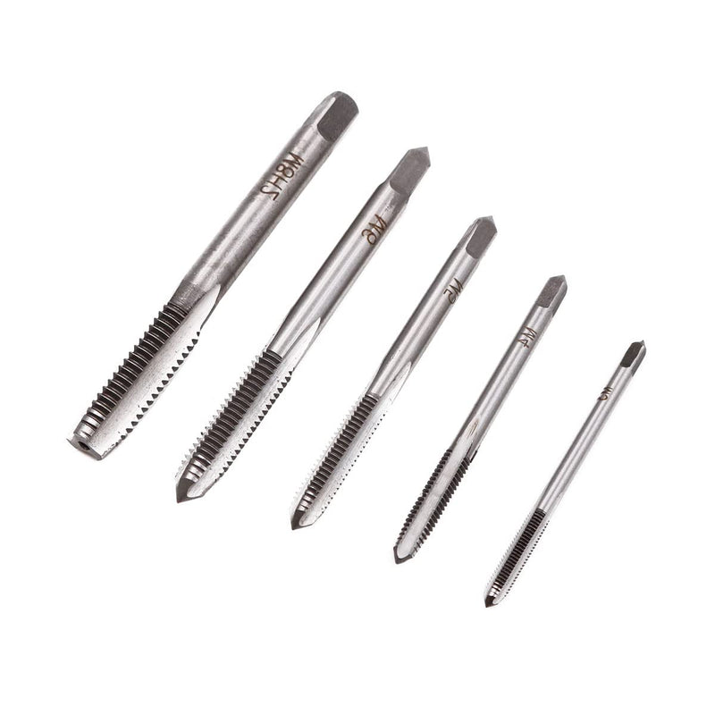 ZONADAH 5 Piece Set Thread Metric Machine Thread Tap Set Size M3 M4 M5 M6 M8 Thread Cutting Tool