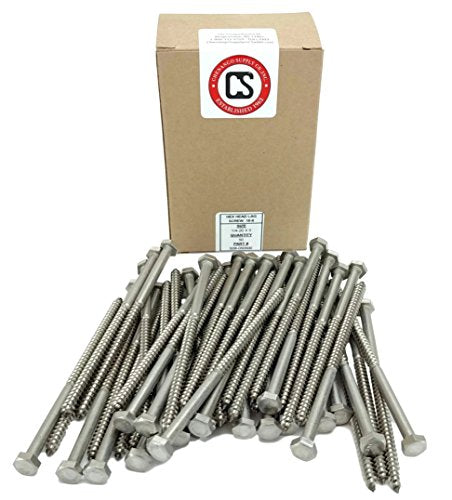 Stainless 1/4 x 5 Hex Lag Screw (1" to 5" Lengths Available in Listing), 18-8 Stainless Steel, 50 Pieces (1/4 x 5) 1/4 x 5"