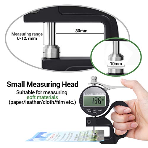 Digital Thickness Gauge 0.5in/12.7mm 0.0005in/0.01mm for Leather 0.5"/0.0005"