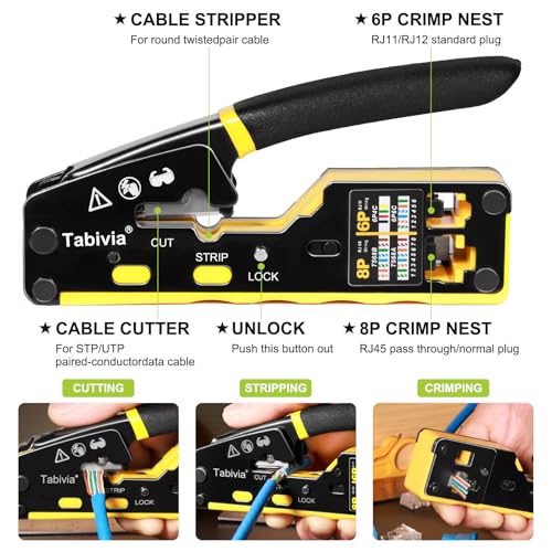 Pass Through RJ45 Crimp Tool Kit for Network Cat6 Cat5e Cat5 Cat5/6 Crimper Set