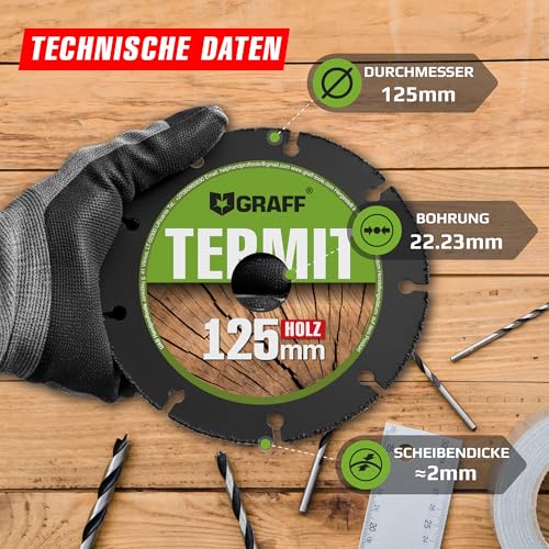 Graff Termit Flex Disc for Wood 125 mm / 115 mm, Angle Grinder Wood Cutting Disc (Wood Carving Disc) for Wood Carving and Cutting Speedcutter Diameter 125 mm - wood cutting disc