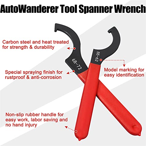 9Pcs Coilover Spanner Wrench Set,Carbon Steel,Red Handle
