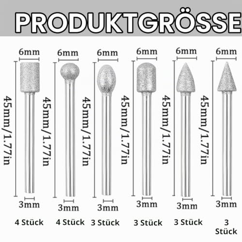 Raheem 20 Piece Diamond Cutter Set Accessories for Dremel Stone Polishing | Router Bits Grinding Points with 1/8 Inch Shank for Glass Ceramic Carving Grinding Engraving