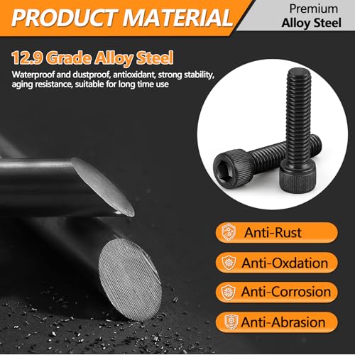 448 Pcs M5 M6 M8 Hex Socket Head Cap Bolts Kit, 16/20/30/40mm Black Screws M5/M6/M8 - 448PCS - FF