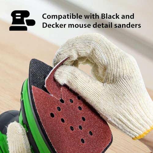 S&F STEAD & FAST Sanding Sponge 220 Grit 4 Pcs/12 Hole 60pcs Black and Decker Mouse Sanding Pads with Extra Tack Cloth for Finish