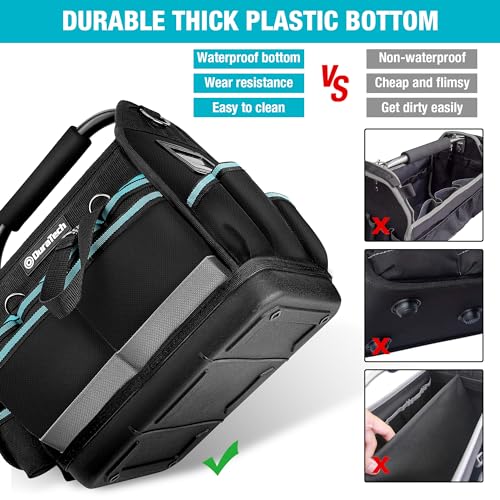 DURATECH 12" Tool Tote with Waterproof Hard Bottom and Multi-Pockets