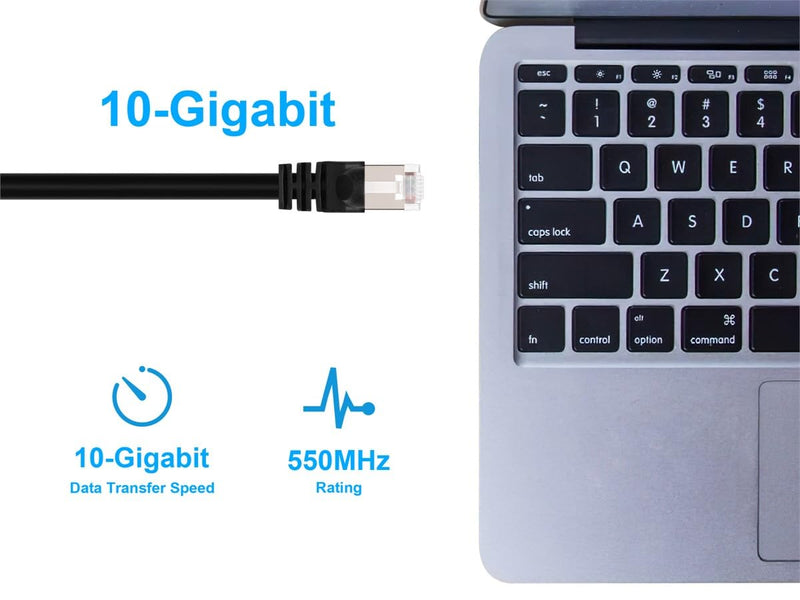 Monoprice Cat6A 50ft Black Patch Cable Double Shielded (S/FTP) 26AWG 10G Pure Bare Copper Snagless RJ45 Fullboot Series Ethernet Cable 50 Feet