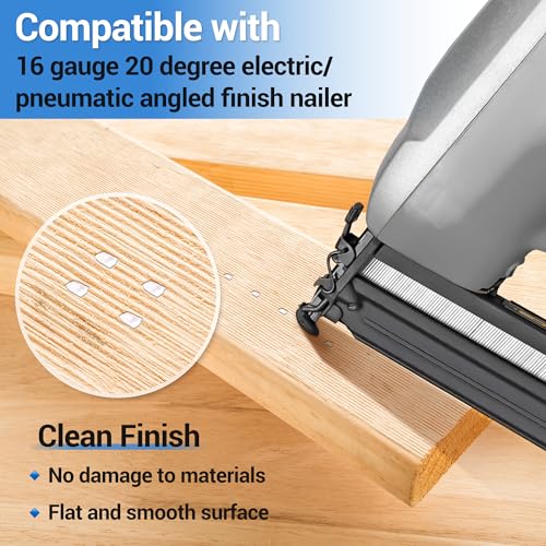 meite 16 Gauge 20 Degree Finish Nails Set 2-Inch & 2000-Pack Assorted Size Project Pack Galvanized Angled Finishing Nails for Finish Nailer Cabinet Crown Baseboard