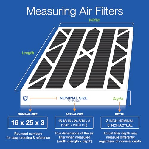 Nordic Pure 16x25x3 Pleated MERV 8 Pure Carbon Air Filter 1 Pack