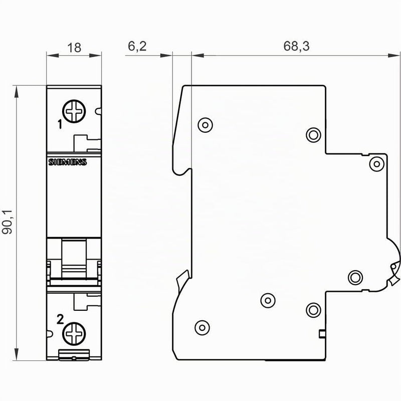 Siemens Circuit Breaker 6kA 1-Pin Type B 16A 1 pack B16