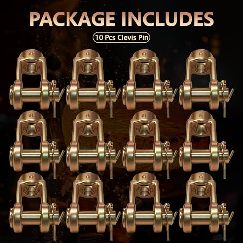 10 Pack Slack Adjuster Clevis Pin Kit for Air Brake Chambers with 1/2'' Pin Push-Rod Clevis, 5/8'' Female Thread Standard Stroke Clevis-Yoke Replaces 1245C185 10 Pcs