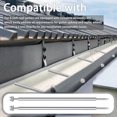 30 Pack 8 Inch Stainless Steel Gutter Screws with 304 Stainless Steel Sleeves, Heavy Duty Roof Gutter Repair Kit with Magnetic Socket, Premium 6-Inch Metal Gutter Fasteners Replacement 30