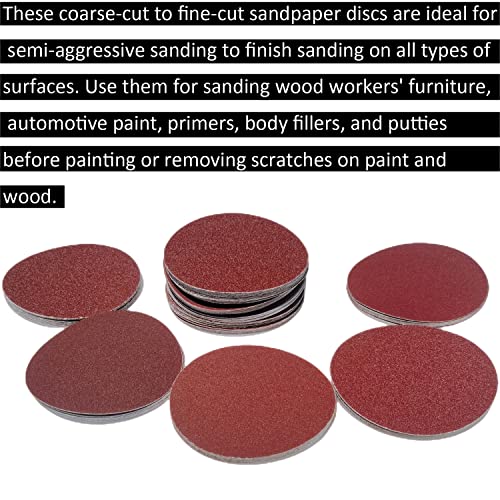 100 PCS 5" PSA Sanding Discs -20 Each of 60, 80, 120, 180, 240, Grit- 5 Inch Self Adhesive Stickyback Sandpaper Discs for DA Sander, Sand Automotive Car Paint, Woodworking Wood, Metal