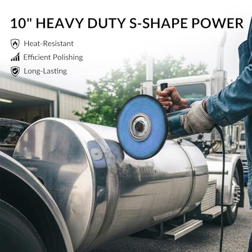 3 PCS 10" S-Shape Airway Buffing Wheel Kit, Flange-Free Solid Hub