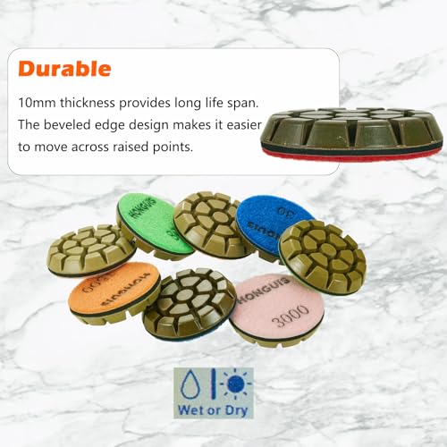 3" x 10mm Concrete Polishing Pads Resin Bond, 100 Grit, 3-Pack