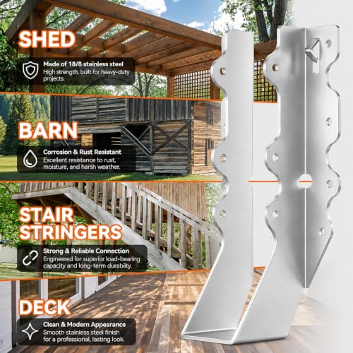 2x8 Joist Hangers Stainless Steel, 18 Gauge 2X8 Brackets (14 Pack) 2x8 Stainless Steel Joist hangers-14 pcs