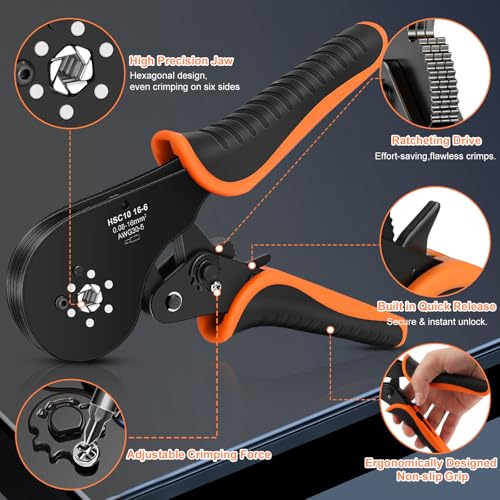 Ferrule Crimping Tool Kit with 2050PCS Connectors,AWG 30-5 2050