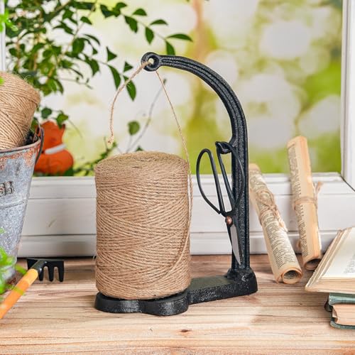 Sungmor Cast Iron Twine Holder Set - Twine String & Rope Rack & Scissor Black Rack Set