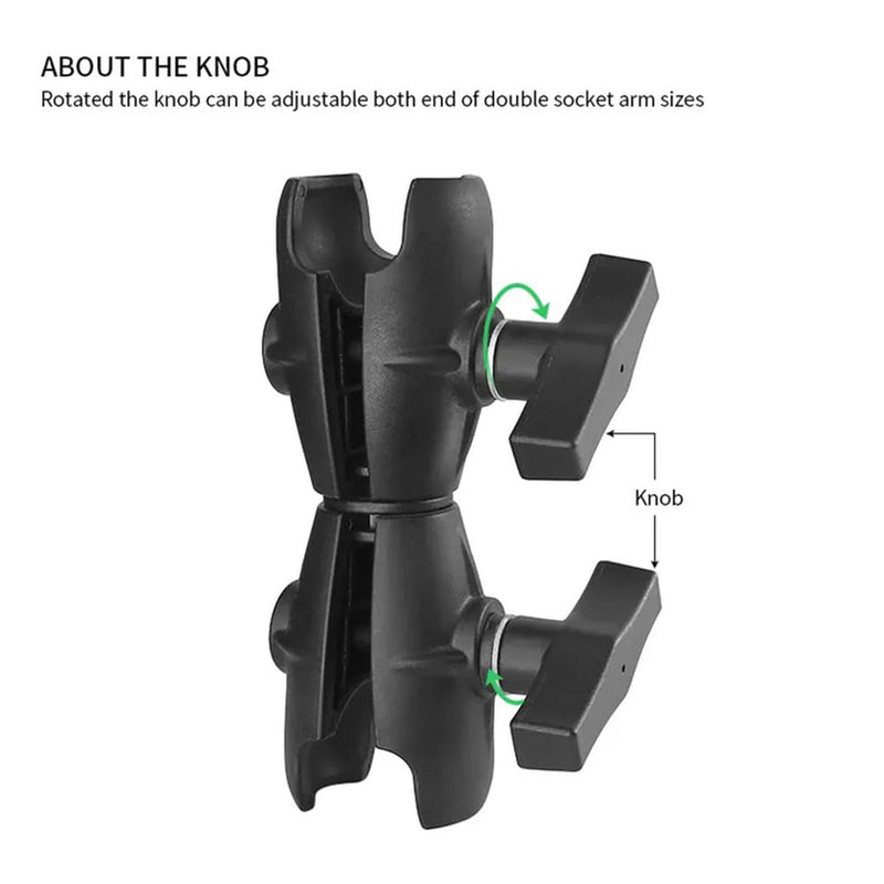 Strg Double Socket Swivel Arm for 1.5 Inches/C Size / 38mm Ball Mounts Accessories, 6.4" Length Double Socket Arm Powerful Clamp Compatible with RAM Mount, iBolt and More 1.5" Ball + 6.4" Long