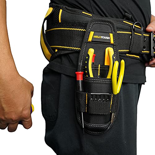MELOTOUGH Small Technician's Pouch,Small Tool Holder Min Electrical Tool Holder with Yellow and Red Color