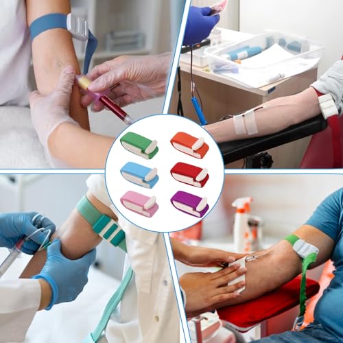 Pack of 6 Storage Tubes, Blood Drawing, Storage Hose, Vein Preservation, Blood Collection Set, Highly Flexible Tourniquet with Quick Closure, Medical Nurse Tourniquet for Camping, Hiking, Outdoor