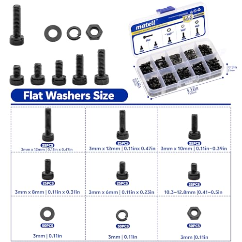 matell M3 Black Hex Screw Assortment 4-12mm 12.9 Grade