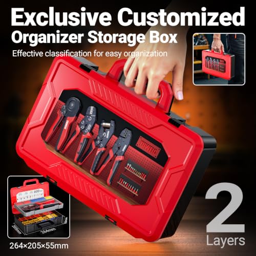 Crimping Tool For Heat Shrink Connectors Kit AWG 22-10/600pcs Connectors