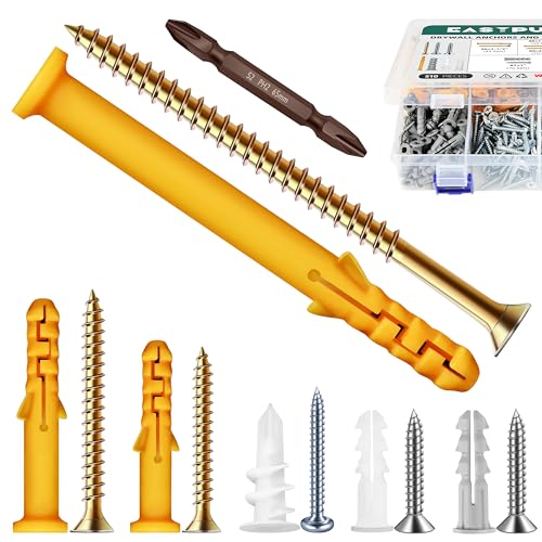 M8x65mm Lag Bolts for TV Wall Mount, TV Mount Screws Kit & 510PCS Drywall Anchors and Screw Assortment Kit, 255x Plastic Dry Wall Anchors and 255x Truss Flat & Pan Head Zinc Plated Wood Screw