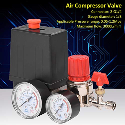 Air Compressor Pressure Switch - VIFER Small G1/8 Air Compressor Valve Regulator with Gauges