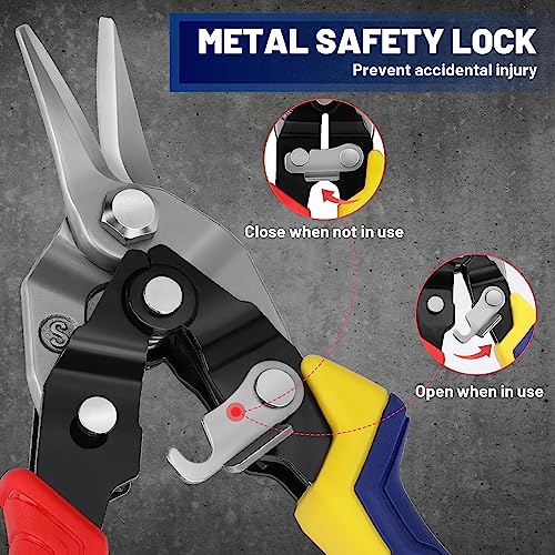 3 Piece Aviation Tin Snips Set, Metal Cutter Shear (Left, Right & Straight) Straight/Left/Right