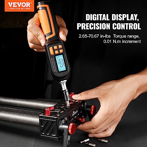 VEVOR Digital Torque Screwdriver, 1/4" Drive Screwdriver Torque Wrench, Electrician Torque Screwdriver with LCD, 2.65-70.67 in-lbs Torque Range, 0.01 N.m Increment Torque Screwdriver with Bits & Case Ultra 2.65-70.67 in-lb