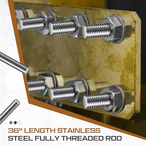 Blulu 4 Pcs Stainless Steel All Thread Rod, 1/4"-20 x 36 Fully Threaded 1/4"-20 x 36"
