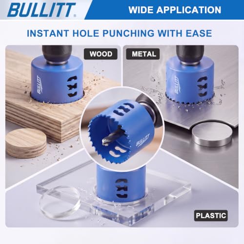 6‑PCS Electricians Hole Saw Set, 7/8", 1‑1/8", 1‑3/8", 1‑3/4", 2", 2‑1/2