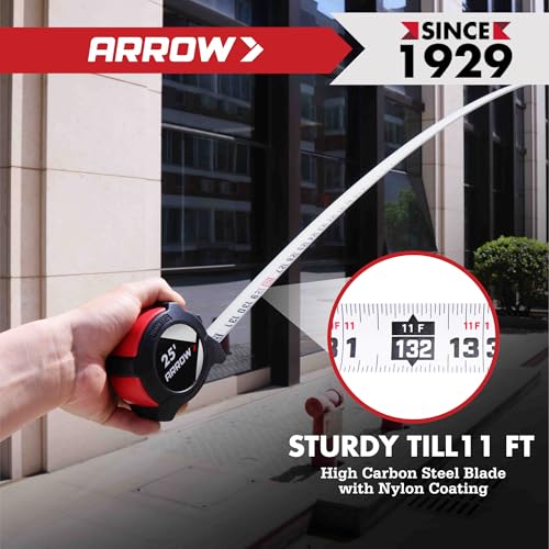 Arrow 25FT Tape Measure, Easy Read Measuring Tape with Dual Locking System 2