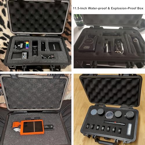 CASOMAN 11.5-Inch Water-Proof & Explosion-Proof Box, with Cush- Proof Sponge, IP67 Water Proof Grade, Customizable Foam 11.5" X 8.3" X 3.9"