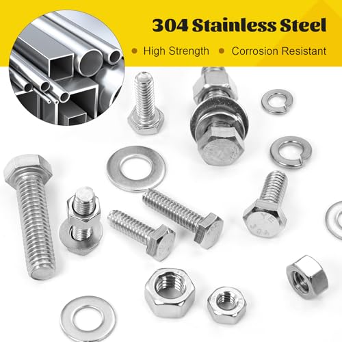 260PCS SAE 1/4-20, 5/16-18, 3/8-16 Hex Bolts Assortment Kit & 1220PCS M3 M4 M5 M6 Metric Hex Socket Head Screws Assortment Kit