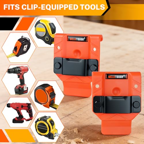 MELOTOUGH Hammer Holder for Belt – Heavy-Duty Orange ABS Holster, Rivet-Reinforced + Tape Measure Holder for Belt – Orange ABS Holster, Rivet-Reinforced, Fits 2.7" Tool Belt