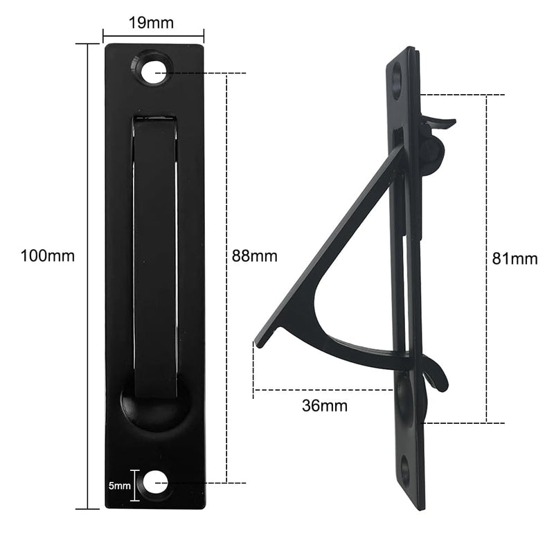 Pocket Door Edge Pull Black - Hidden Edge Handles Hardware for Easy Access, Stylish Pocket Door Pull, Ideal Pocket Door Hardware Solution 3 Pack