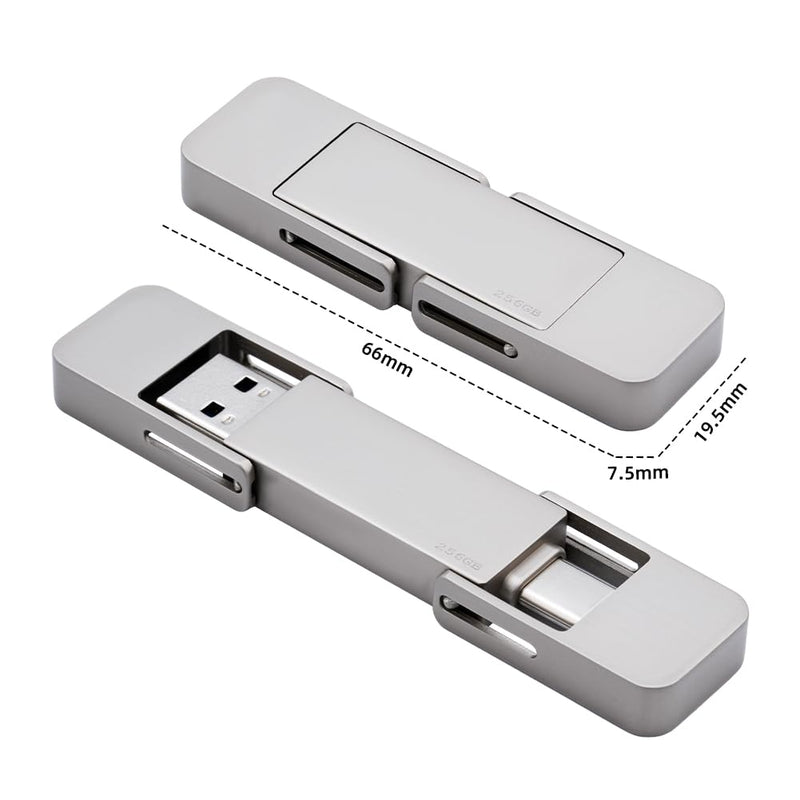 USB Drive 128GB External SSD,USB 3.2 Gen 2 A+C Dual Port Portable SSD,Up to 550MB/s for Data Storage, External Solid State Hard Drive for iPhone 15/16 /Android/PC/Mac/Laptop 1 silvery