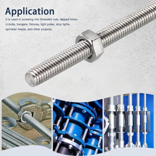 M24 x 250mm Fully Threaded Rod & Studs, 304 Stainless Steel Right Hand Threads Rods, M24-3 Thread Pitch for Anchor Bolts, Clamps, Hangers and U-Bolts 1 Pack M24 (1pcs)