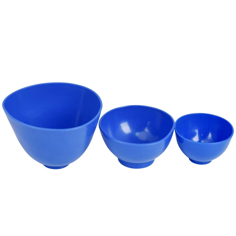 3 flexible rubber mixing bowls, gum plastic spatulas for alginate and plaster materials.