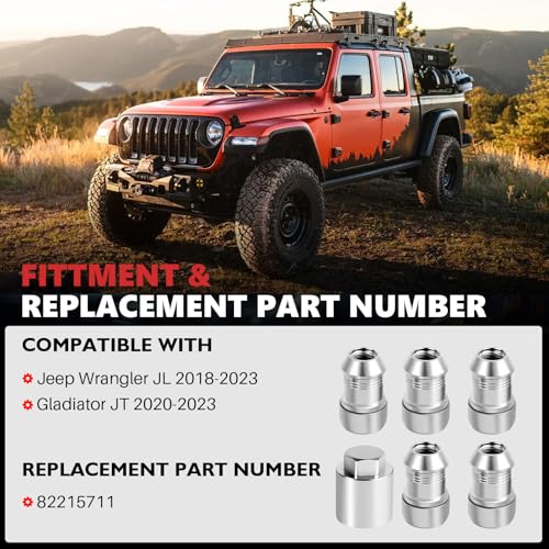 Wheel Lock Lug Nuts Kit Compatible with Jeep Wrangler JL 2018-2024 Gladiator JT 2020-2024 Replace 82215711 Wheel Locks Locking Lug Nuts Set